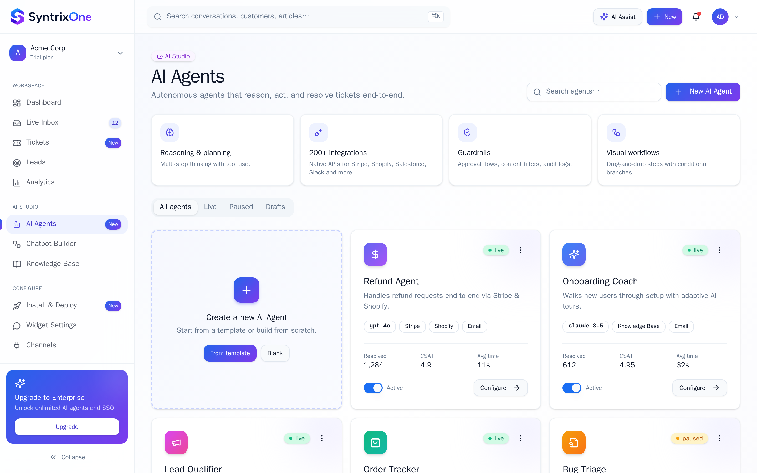 Live screenshot: Open AI Agents