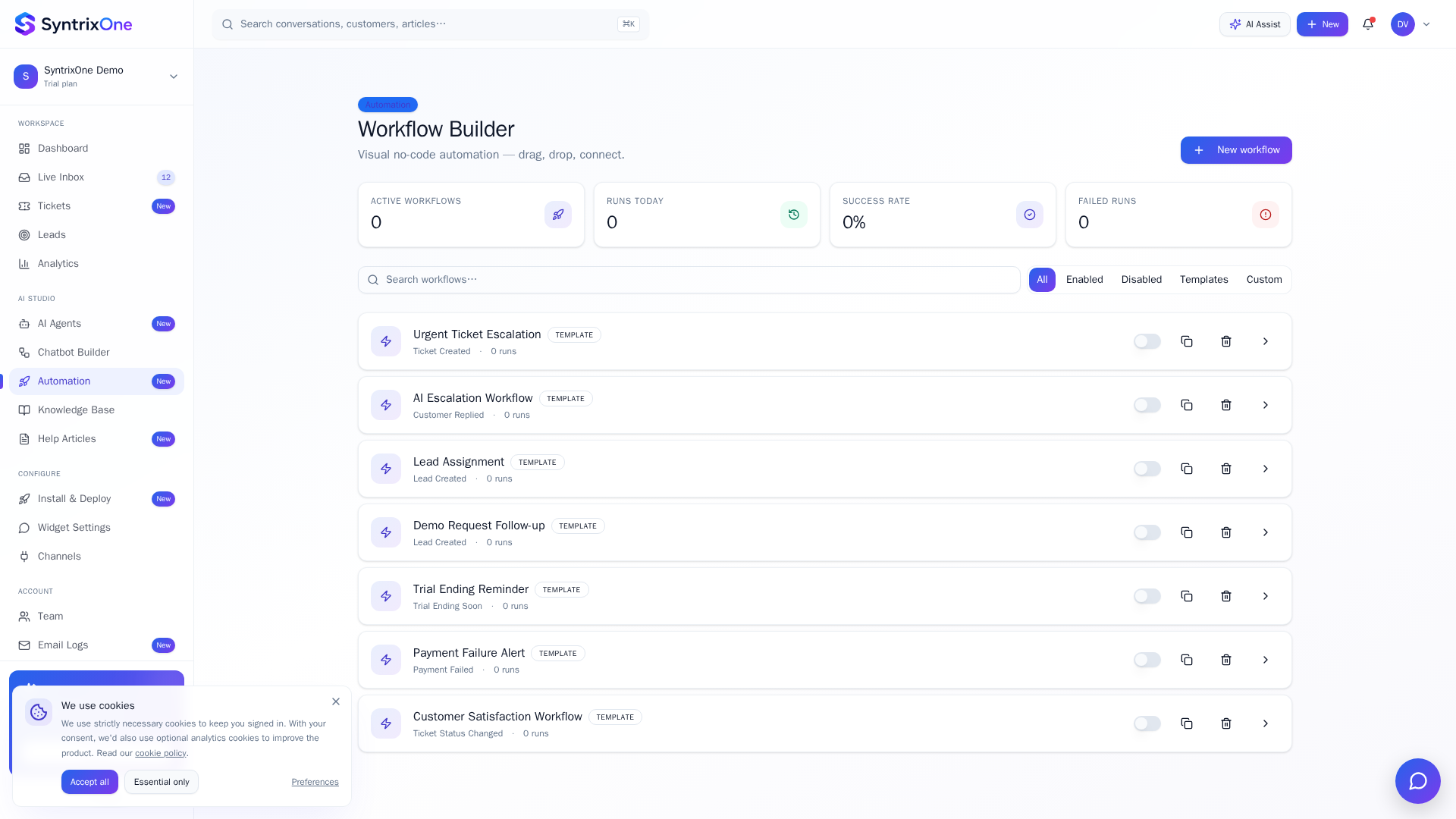 Automation workflows showing 3 active rules